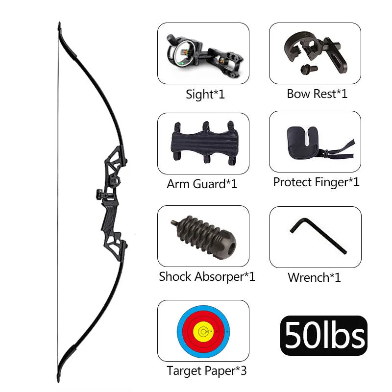 40-50 LBS Top Selling Best Recurve Bow Archery Equipment Outdoor Games Alloy Metal for Arrow Shooting