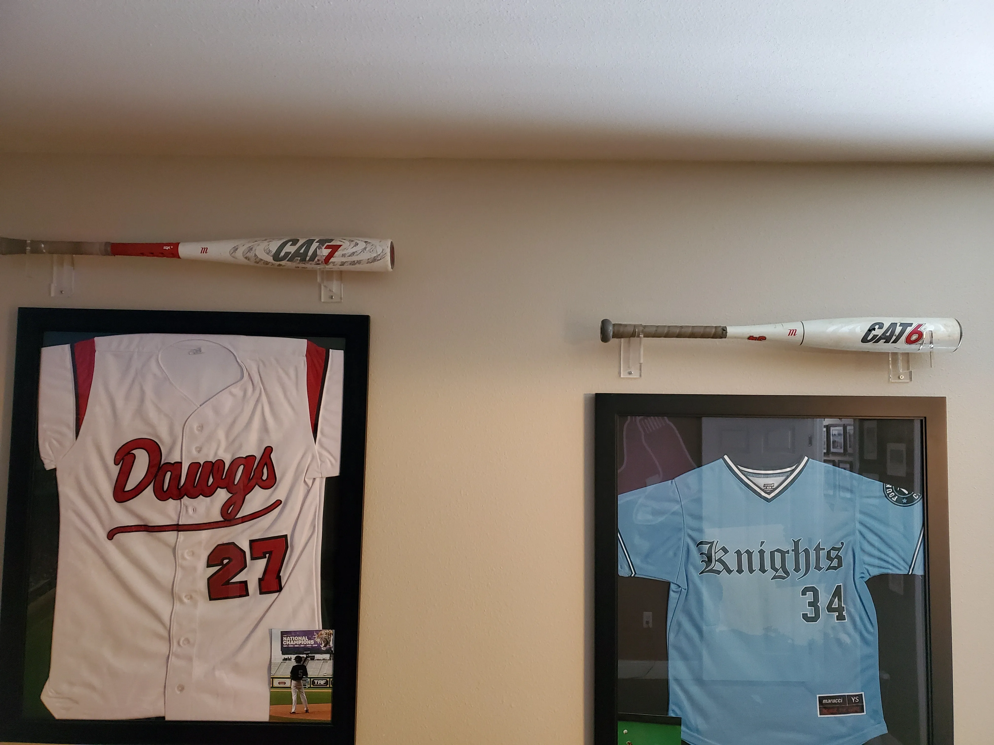 Acrylic Wall Mounts and Display Stands for Regular Baseball Bat