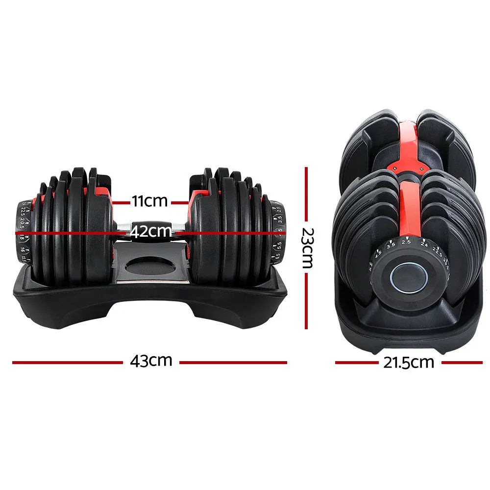 Adjustable 24kg Dumbbells with Non-slip Handle Set - Everfit