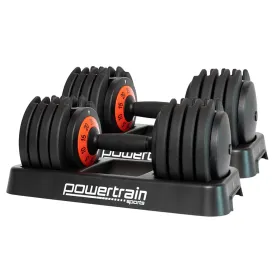 Adjustable Cast Iron Dumbbell Set, 50kg, 5-Settings – Powertrain