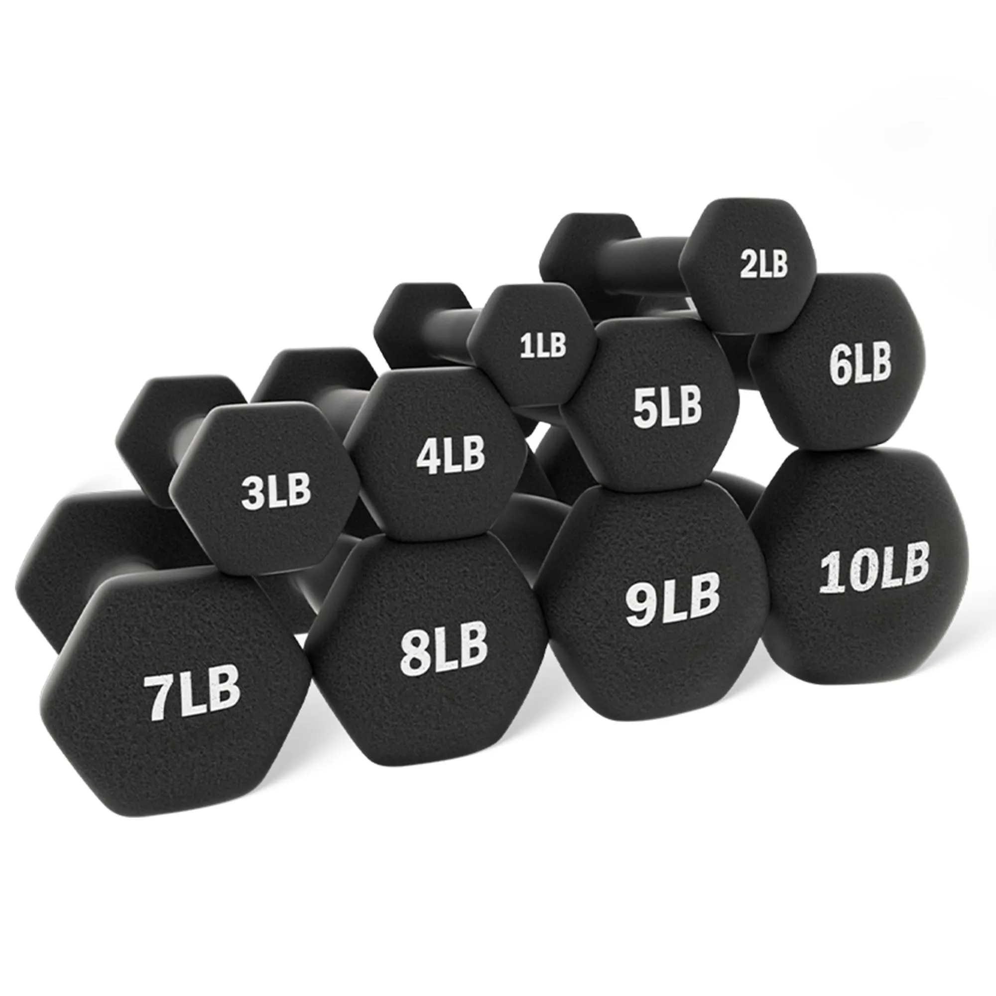 BalanceFrom Fitness 110lb Neoprene Coated Dumbbell Set w/Stand, Black (Open Box)