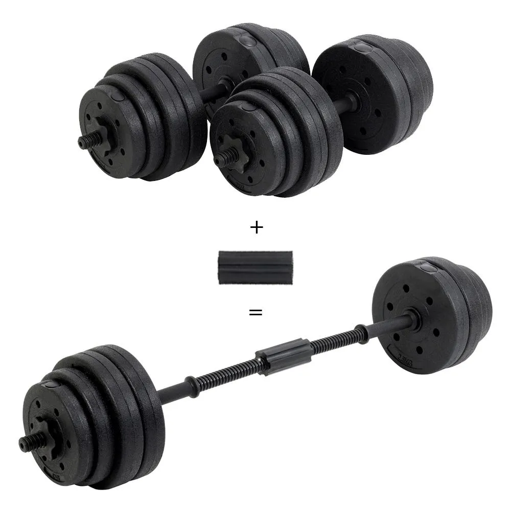 Black Vinyl Dumbbell Set with Connector - 30Kg