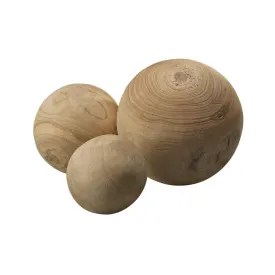 Coastal Style Brown Paulownia Wood Malibu Wood Balls (set of 3)