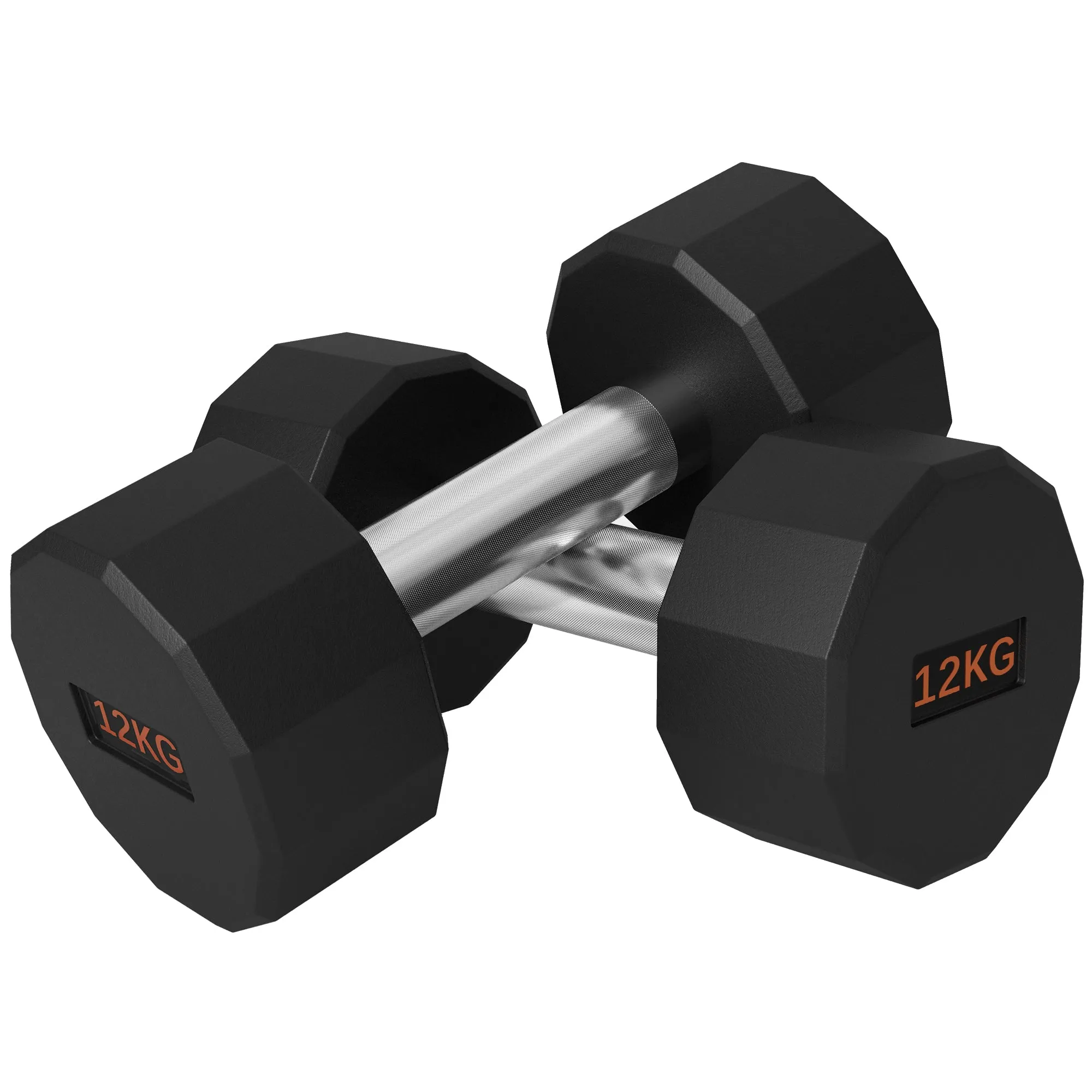 Dumbbells Weights Set with 12-Sided Shape and Non-Slip Grip, 2 x 12kg