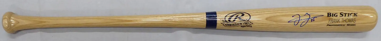 Frank Thomas Autographed Blonde Rawlings Big Stick Bat Chicago White Sox Signed In Blue Beckett BAS Stock #177488