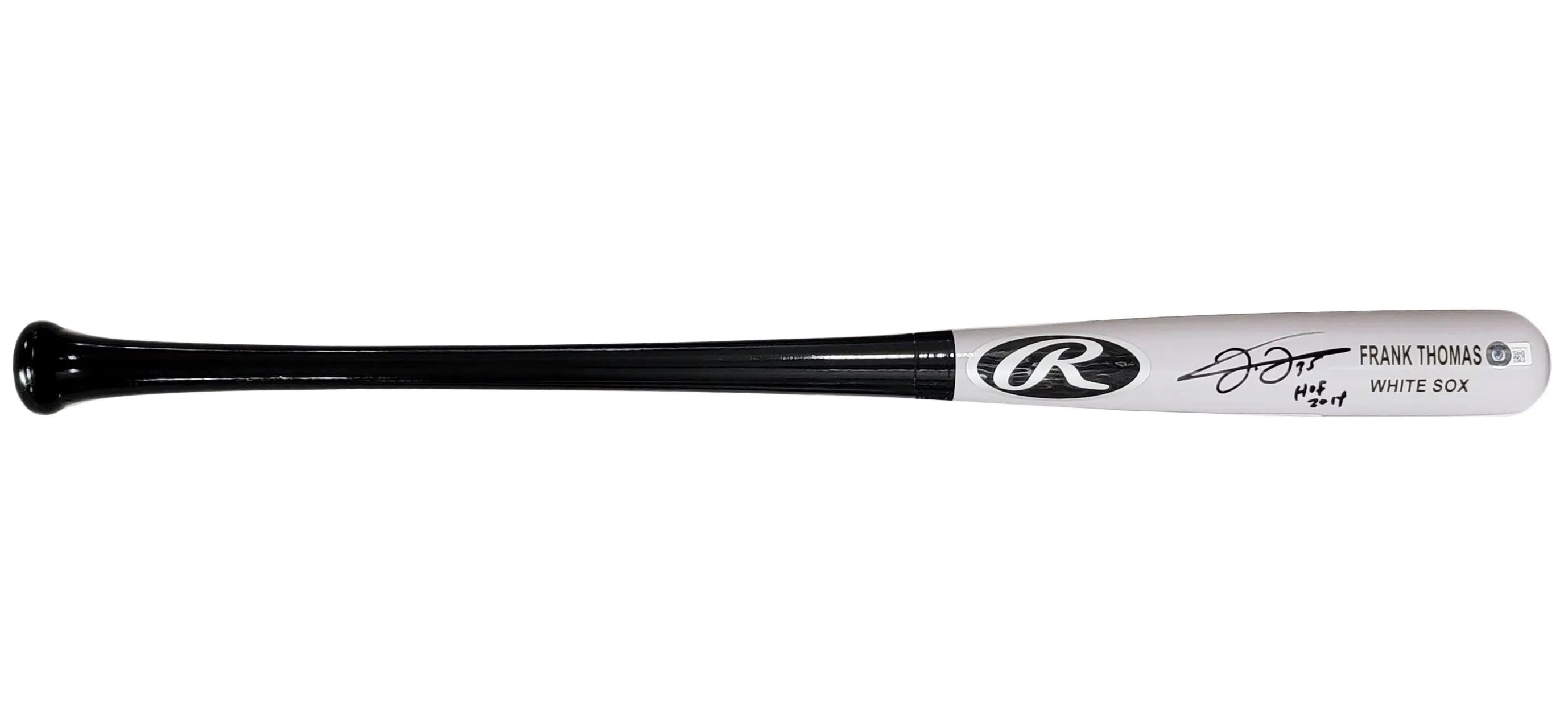 Frank Thomas Autographed Gray Rawlings Game Model Bat Chicago White Sox "HOF 2014" Beckett BAS Witness Stock #208242