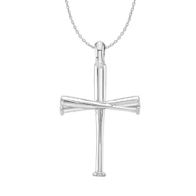 Mini Baseball Bat Cross Necklace | Sterling Silver