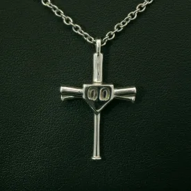 Numbered Baseball Bat Cross Necklace | Sterling Silver | Ready To Ship