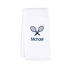 Personalized Basic Burp Cloth with Tennis Rackets