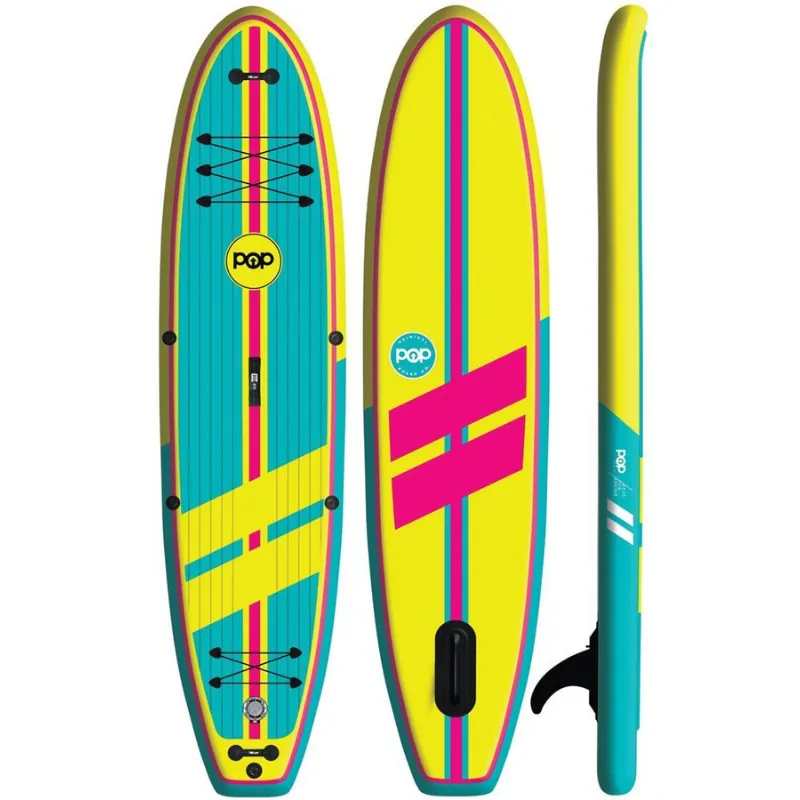 POP Board Co 11' Yacht Hopper Paddle Board Inflatable SUP - Turquoise/Pink/Yellow