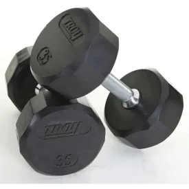 TROY 12 SIDED RUBBER ENCASED DUMBBELL SET 5-100LBS