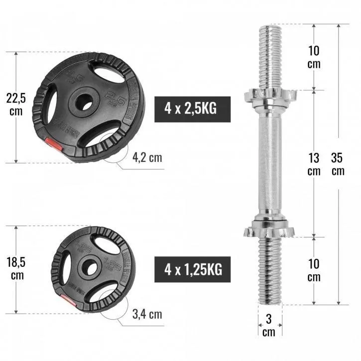 Vinyl Tri-Grip Dumbbell Set 20KG